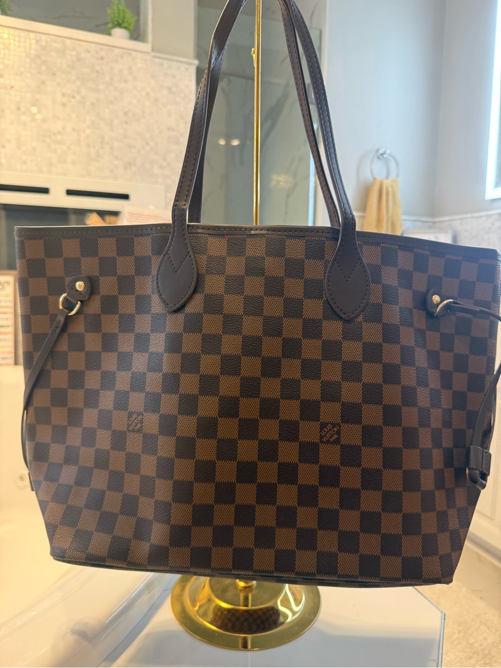 Louis Vuitton NEVERFULL Brown Damier Ebene Canvas Tote